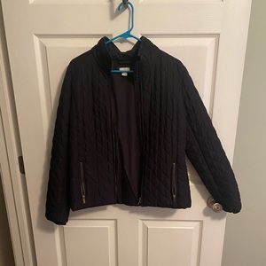 Jcrew black quilted jacket, size Medium